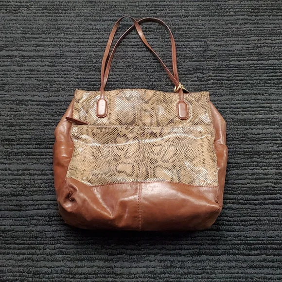 Hobo International Brown Finely Tote Autumn Python Bag - Picture 1 of 9